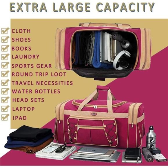 Travel Duffle Bags 26" Red Gold - Picture 5 of 7